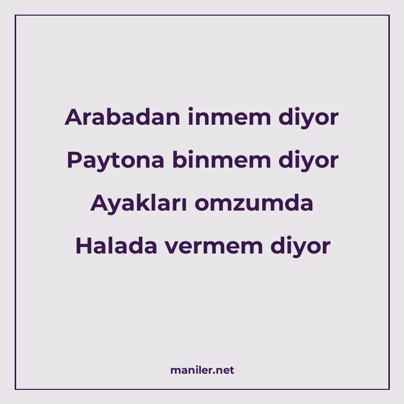 Arabadan inmem diyor Paytona binmem diyor Ayakları omzumda H manisi görseli