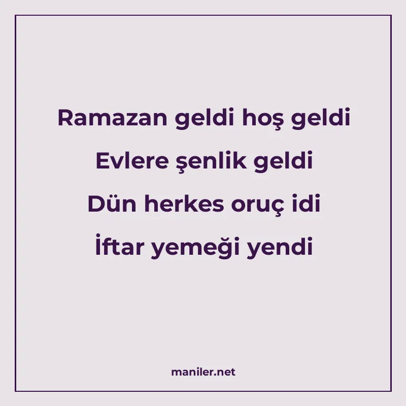 Ramazan geldi hoş geldi Evlere şenlik geldi Dün herkes oruç manisi görseli