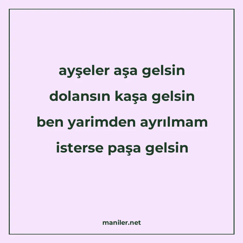 ayşeler aşa gelsin dolansın kaşa gelsin ben yarimden ayrılma manisi görseli