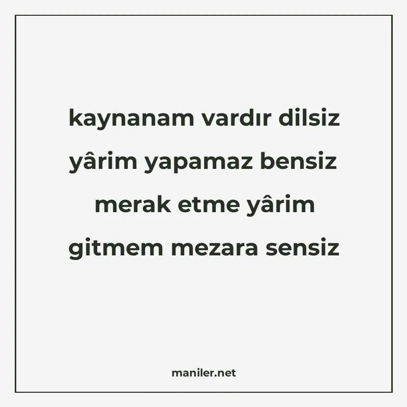 kaynanam vardır dilsiz yârim yapamaz bensiz merak etme yârim manisi görseli