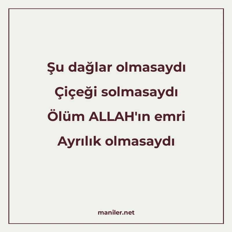 Şu dağlar olmasaydı Çiçeği solmasaydı Ölüm ALLAH'ın emri Ayr manisi görseli