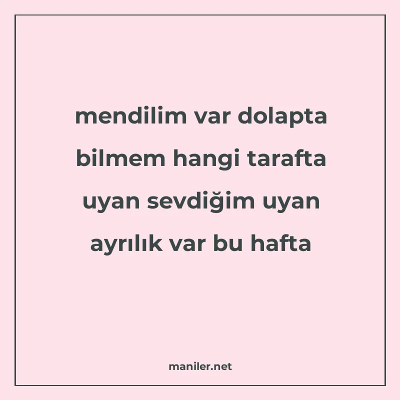 mendilim var dolapta bilmem hangi tarafta uyan sevdiğim uyan manisi görseli