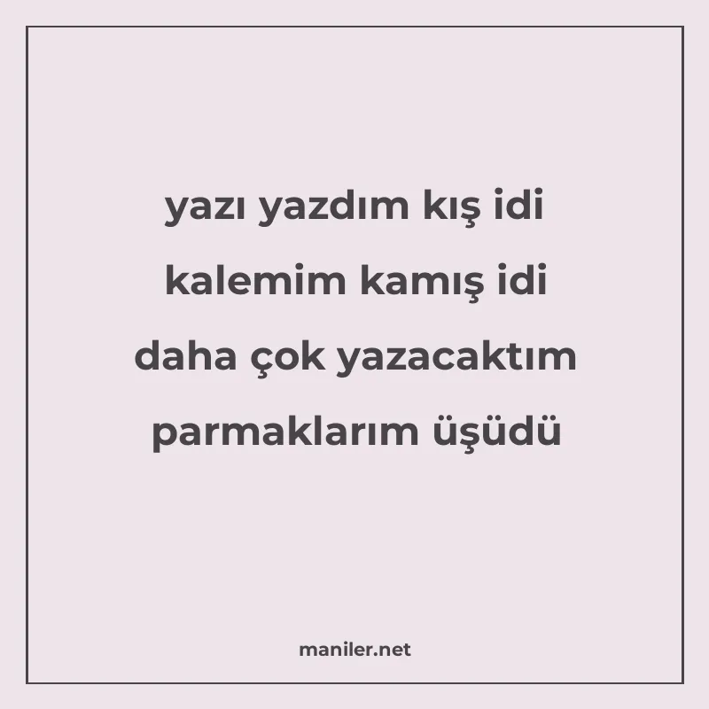 yazı yazdım kış idi kalemim kamış idi daha çok yazacaktım pa manisi görseli