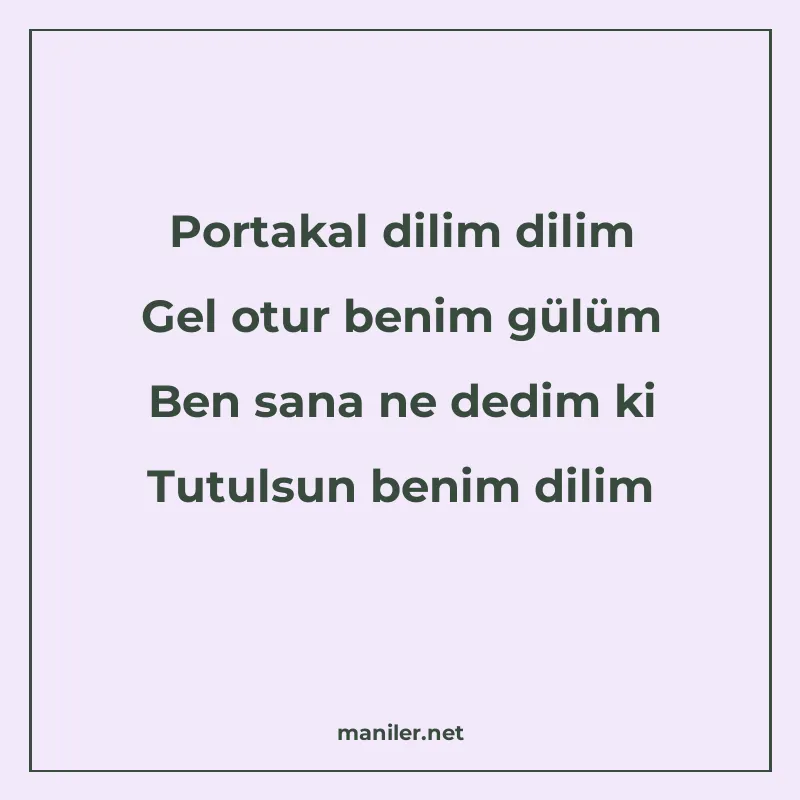 Portakal dilim dilim Gel otur benim gülüm Ben sana ne dedim manisi görseli