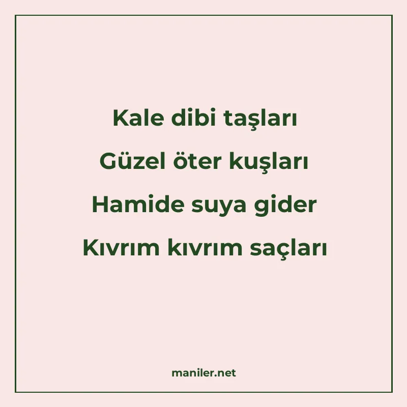 Kale dibi taşları Güzel öter kuşları Hamide suya gider Kıvrı manisi görseli