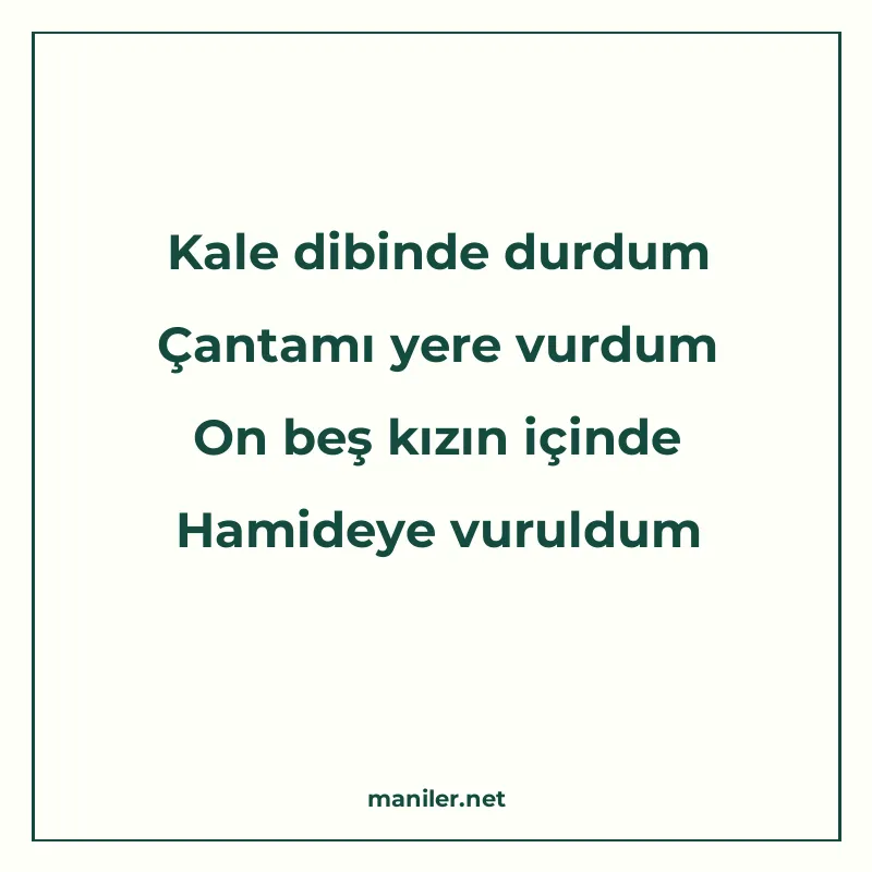 Kale dibinde durdum Çantamı yere vurdum On beş kızın içinde manisi görseli