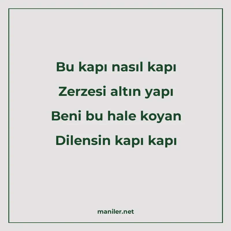 Bu kapı nasıl kapı Zerzesi altın yapı Beni bu hale koyan Dil manisi görseli