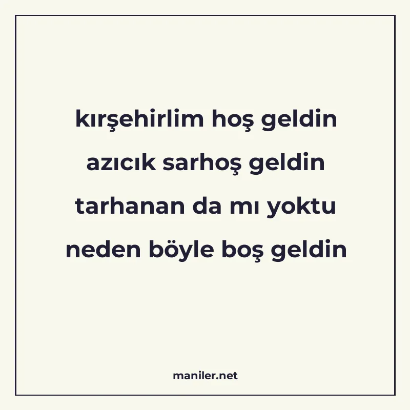 kırşehirlim hoş geldin azıcık sarhoş geldin tarhanan da mı y manisi görseli