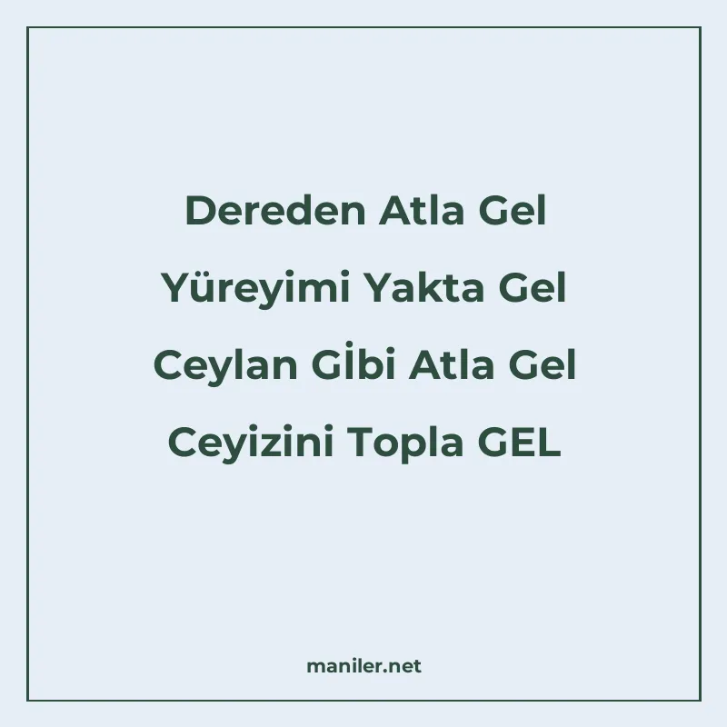 Dereden Atla Gel Yüreyimi Yakta Gel Ceylan Gİbi Atla Gel Cey manisi görseli