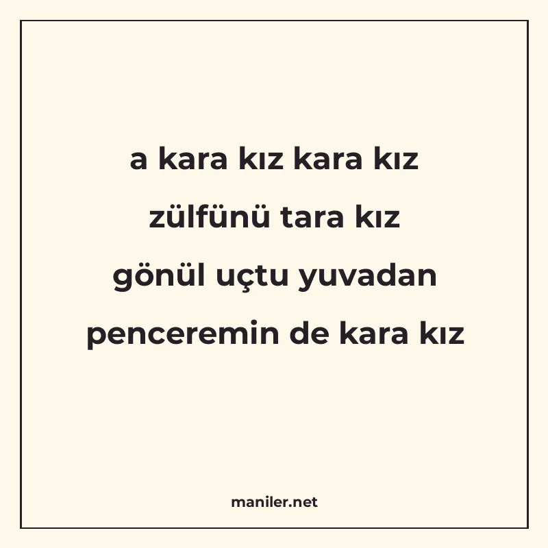 a kara kız kara kız zülfünü tara kız gönül uçtu yuvadan penc manisi görseli