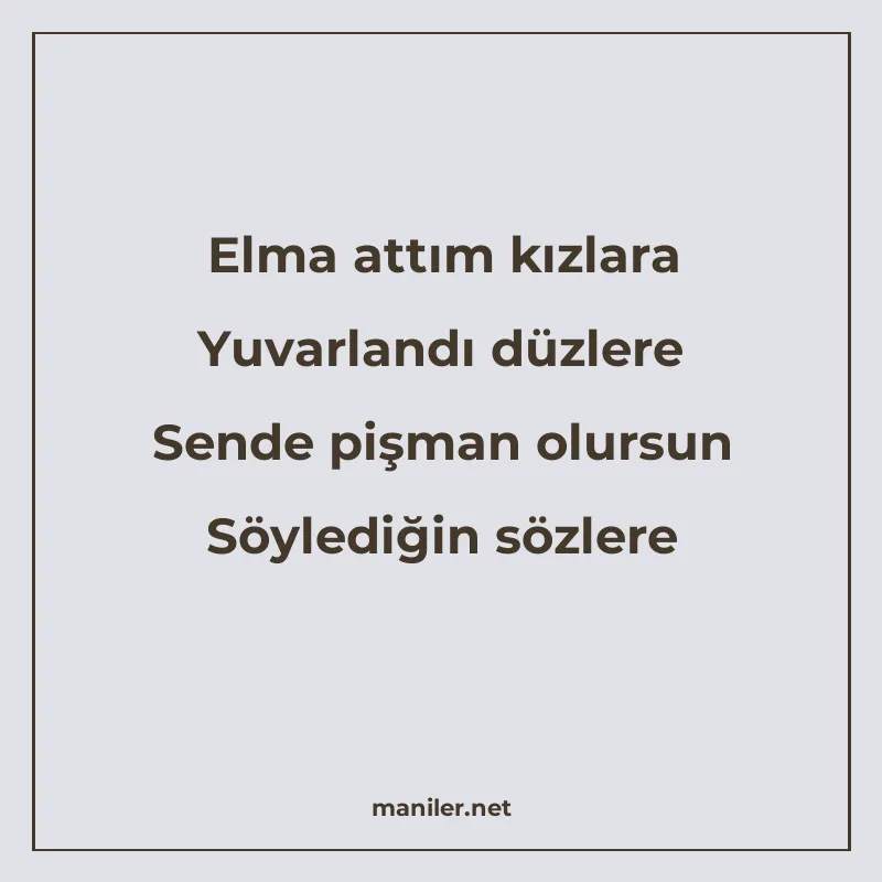 Elma attım kızlara Yuvarlandı düzlere Sende pişman olursun S manisi görseli