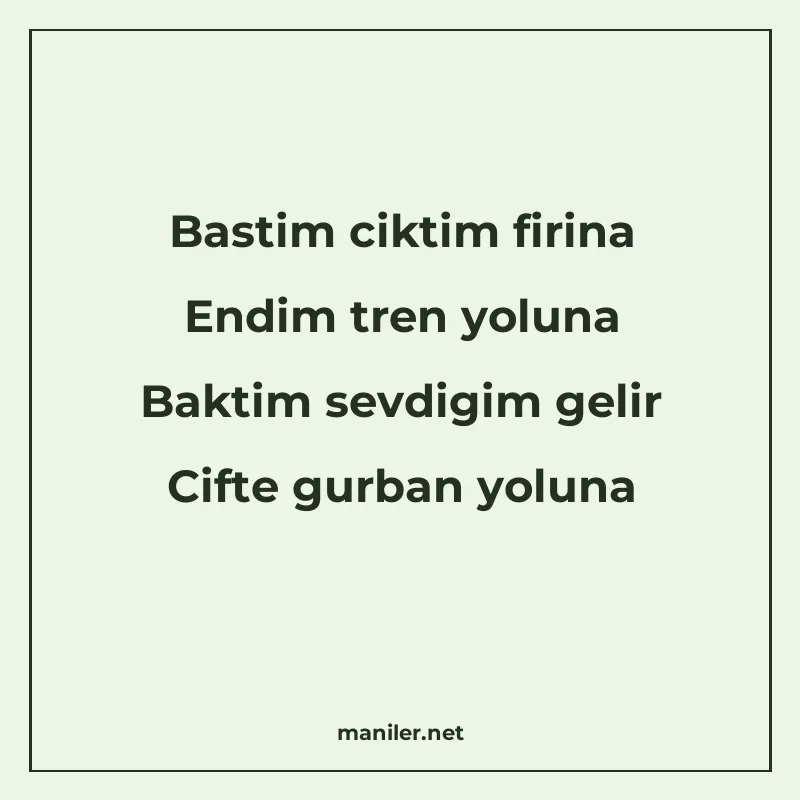 Bastim ciktim firina Endim tren yoluna Baktim sevdigim gelir manisi görseli