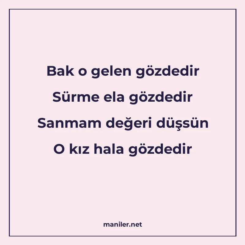 Bak o gelen gözdedir Sürme ela gözdedir Sanmam değeri düşsün manisi görseli