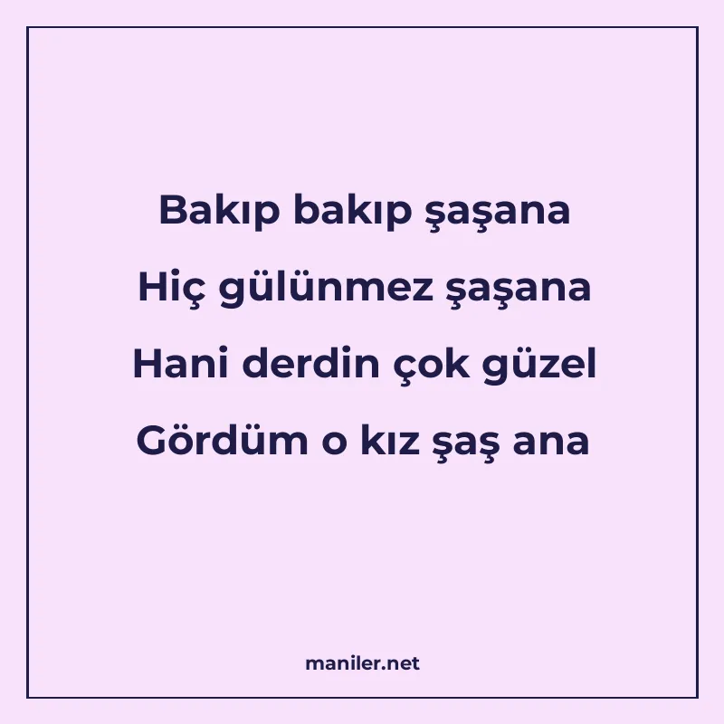 Bakıp bakıp şaşana Hiç gülünmez şaşana Hani derdin çok güzel manisi görseli