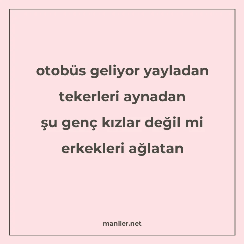 otobüs geliyor yayladan tekerleri aynadan şu genç kızlar değ manisi görseli