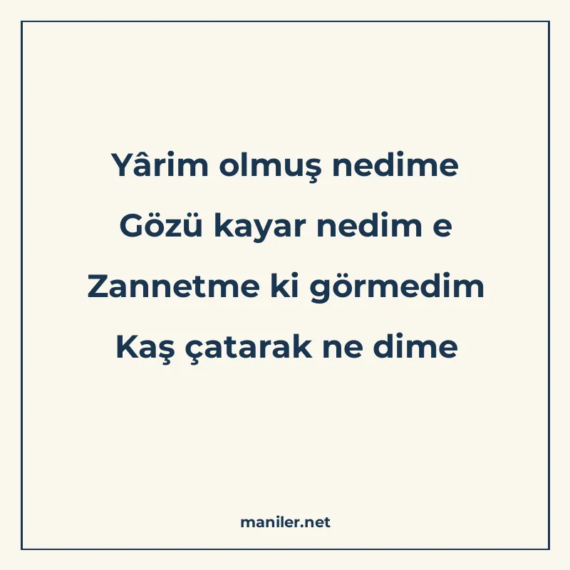 Yârim olmuş nedime Gözü kayar nedim e Zannetme ki görmedim K manisi görseli