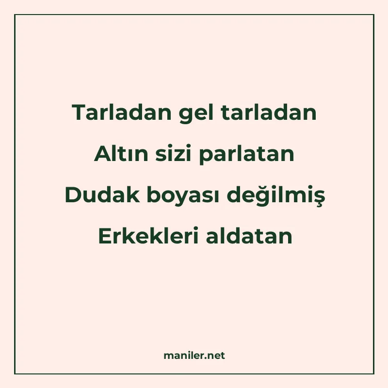 Tarladan gel tarladan Altın sizi parlatan Dudak boyası değil manisi görseli