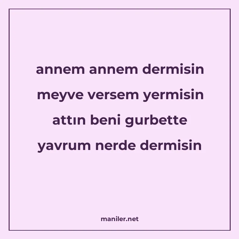 annem annem dermisin meyve versem yermisin attın beni gurbet manisi görseli