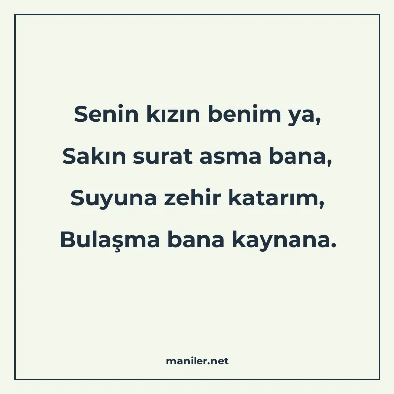 Senin kızın benim ya, Sakın surat asma bana, Suyuna zehir ka manisi görseli