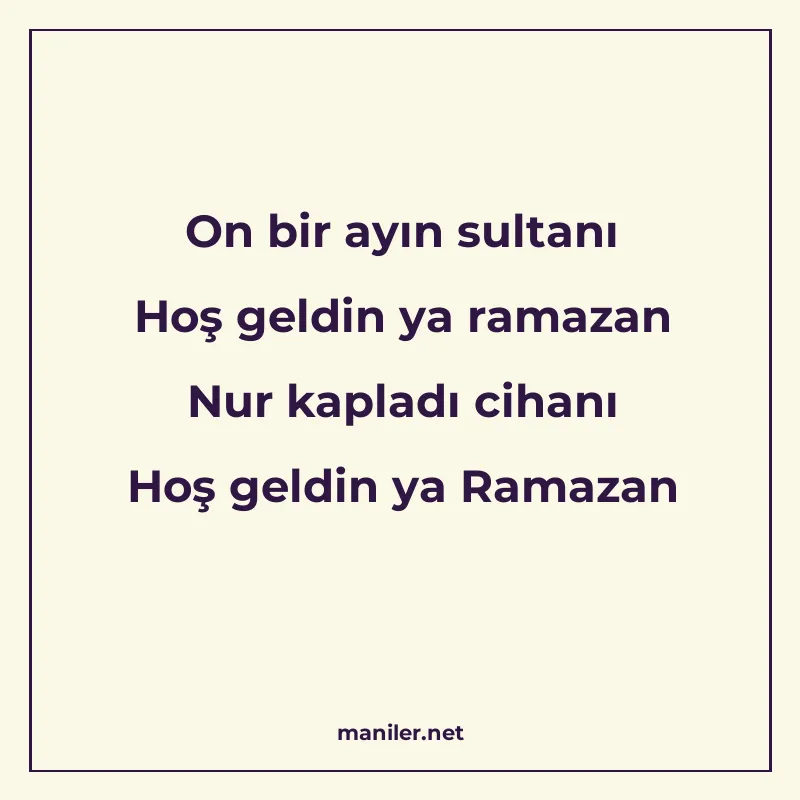 On bir ayın sultanı Hoş geldin ya ramazan Nur kapladı cihanı manisi görseli