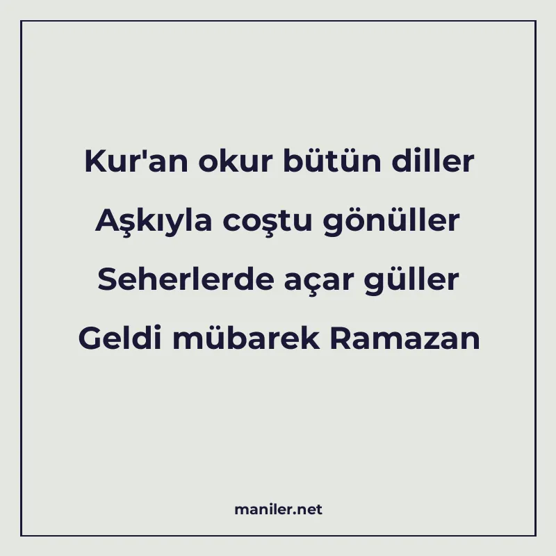 Kur'an okur bütün diller Aşkıyla coştu gönüller Seherlerde a manisi görseli