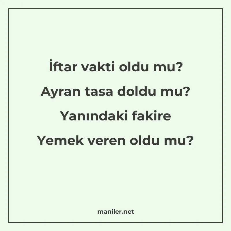 İftar vakti oldu mu? Ayran tasa doldu mu? Yanındaki fakire Y manisi görseli