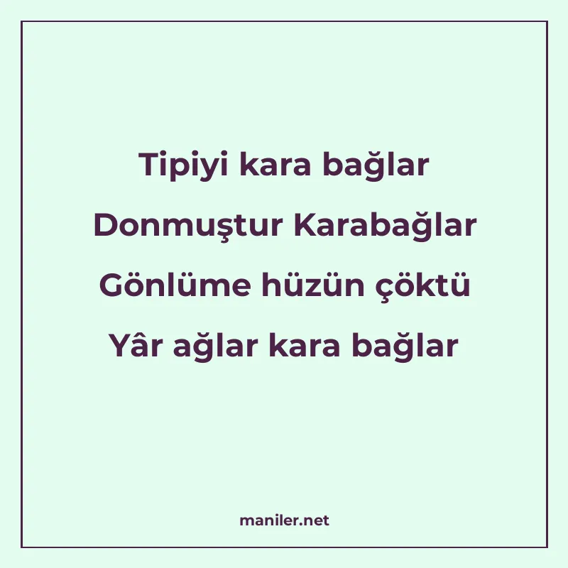 Tipiyi kara bağlar Donmuştur Karabağlar Gönlüme hüzün çöktü manisi görseli
