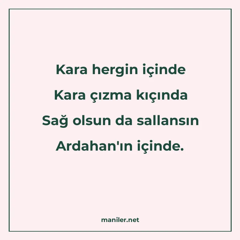 Kara hergin içinde Kara çızma kıçında Sağ olsun da sallansın manisi görseli