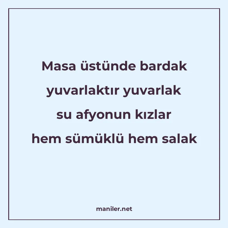 Masa üstünde bardak yuvarlaktır yuvarlak su afyonun kızlar h manisi görseli