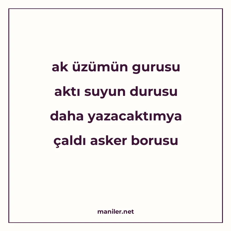 ak üzümün gurusu aktı suyun durusu daha yazacaktımya çaldı a manisi görseli