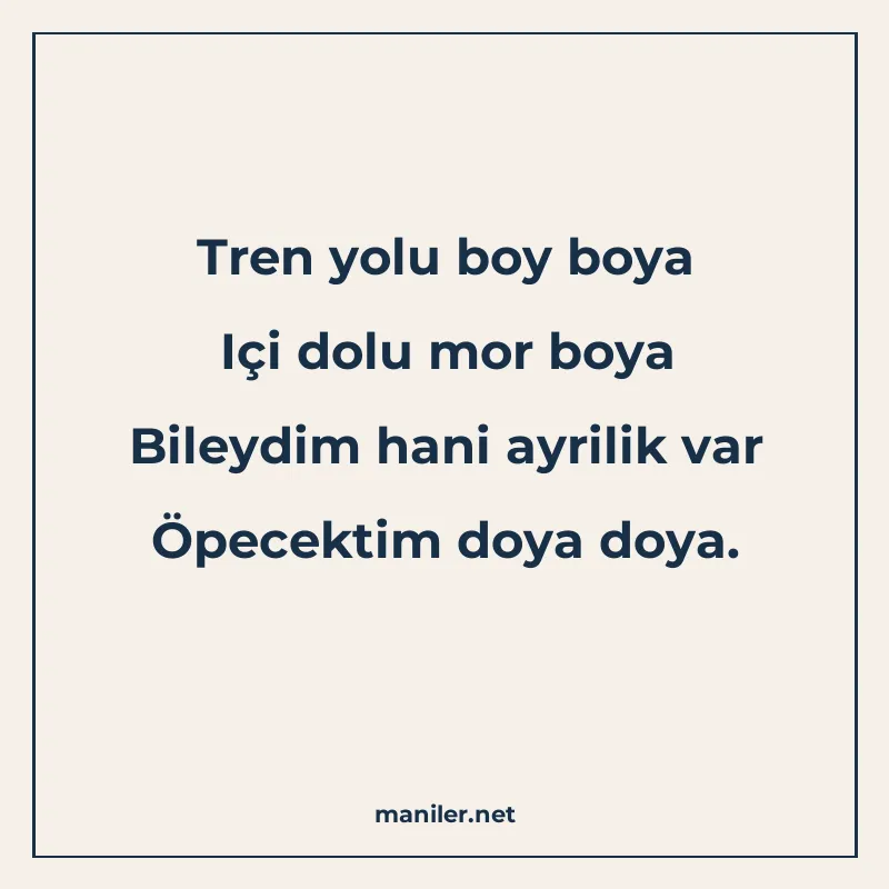 Tren yolu boy boya Içi dolu mor boya Bileydim hani ayrilik v manisi görseli