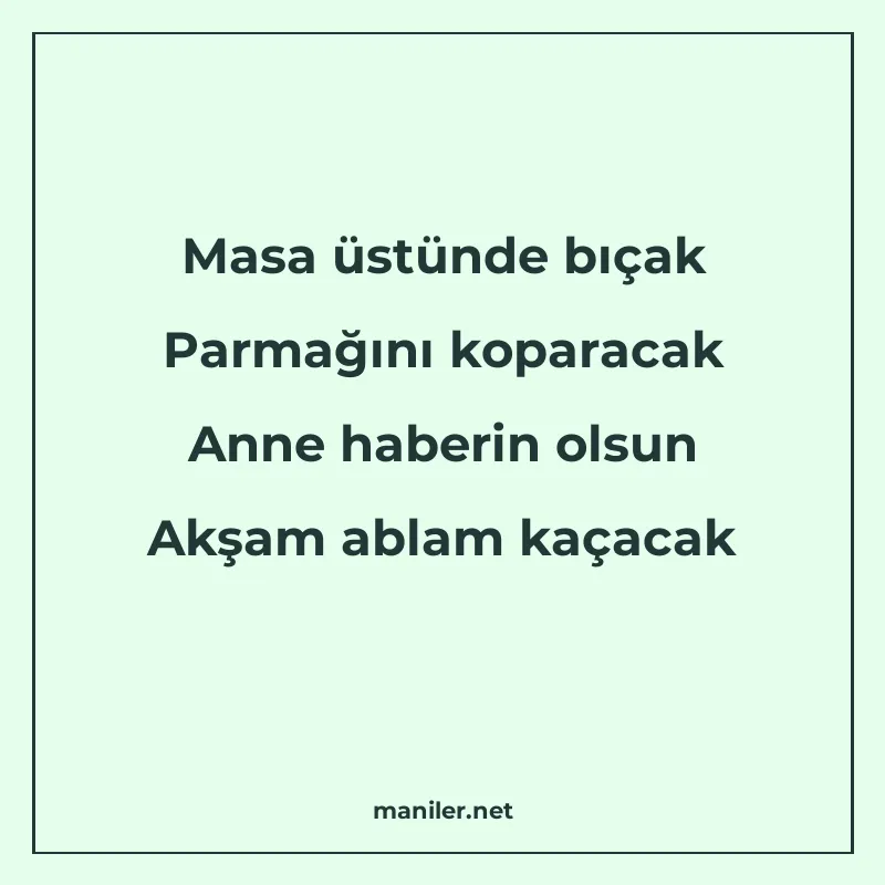 Masa üstünde bıçak Parmağını koparacak Anne haberin olsun Ak manisi görseli