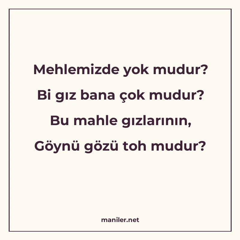 Mehlemizde yok mudur? Bi gız bana çok mudur? Bu mahle gızlar manisi görseli