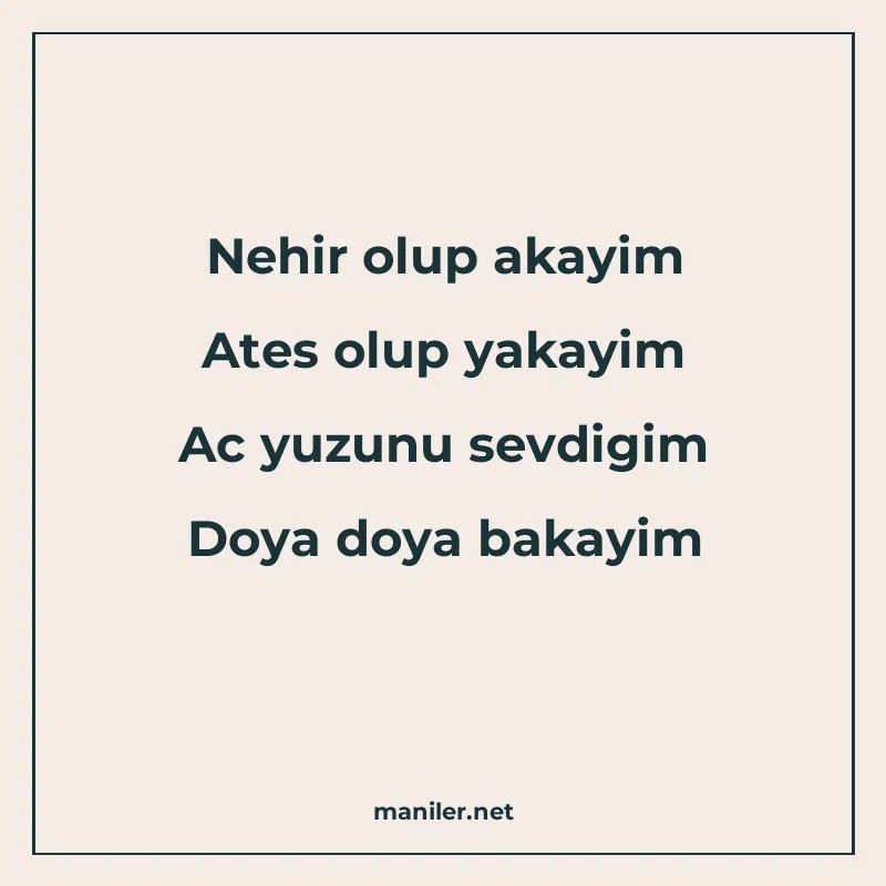 Nehir olup akayim Ates olup yakayim Ac yuzunu sevdigim Doya manisi görseli
