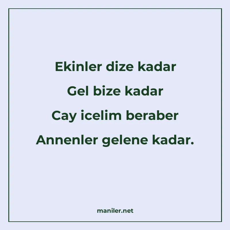 Ekinler dize kadar Gel bize kadar Cay icelim beraber Annenle manisi görseli