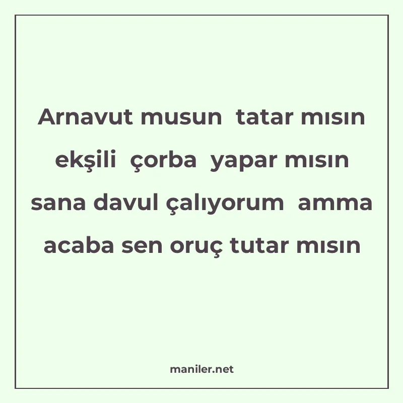 Arnavut musun tatar mısın ekşili çorba yapar mısın sana davu manisi görseli