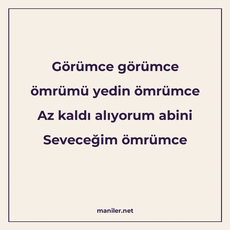 Görümce görümce ömrümü yedin ömrümce Az kaldı alıyorum abini