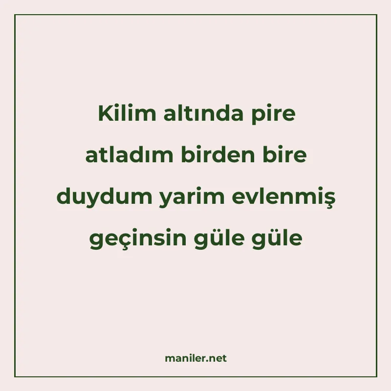 Kilim altında pire atladım birden bire duydum yarim evlenmiş manisi görseli