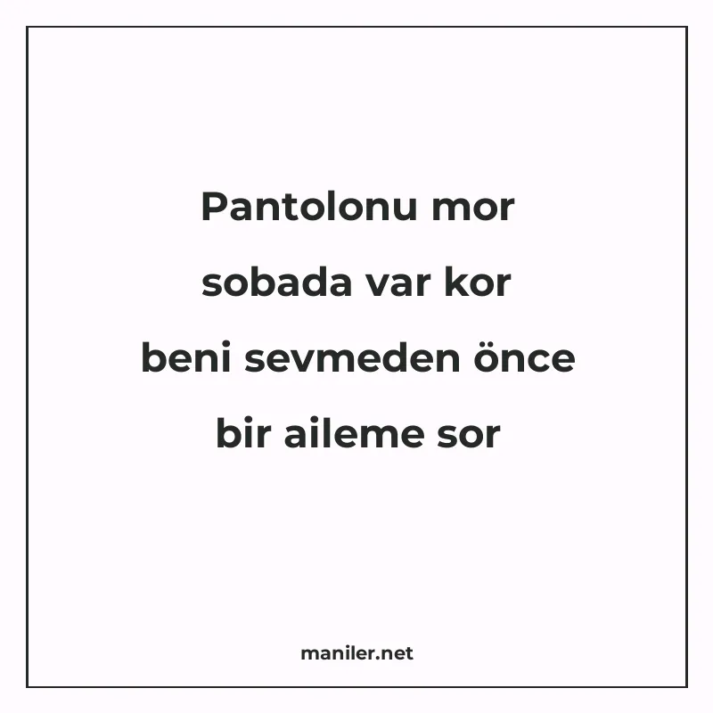 Pantolonu mor sobada var kor beni sevmeden önce bir aileme s manisi görseli