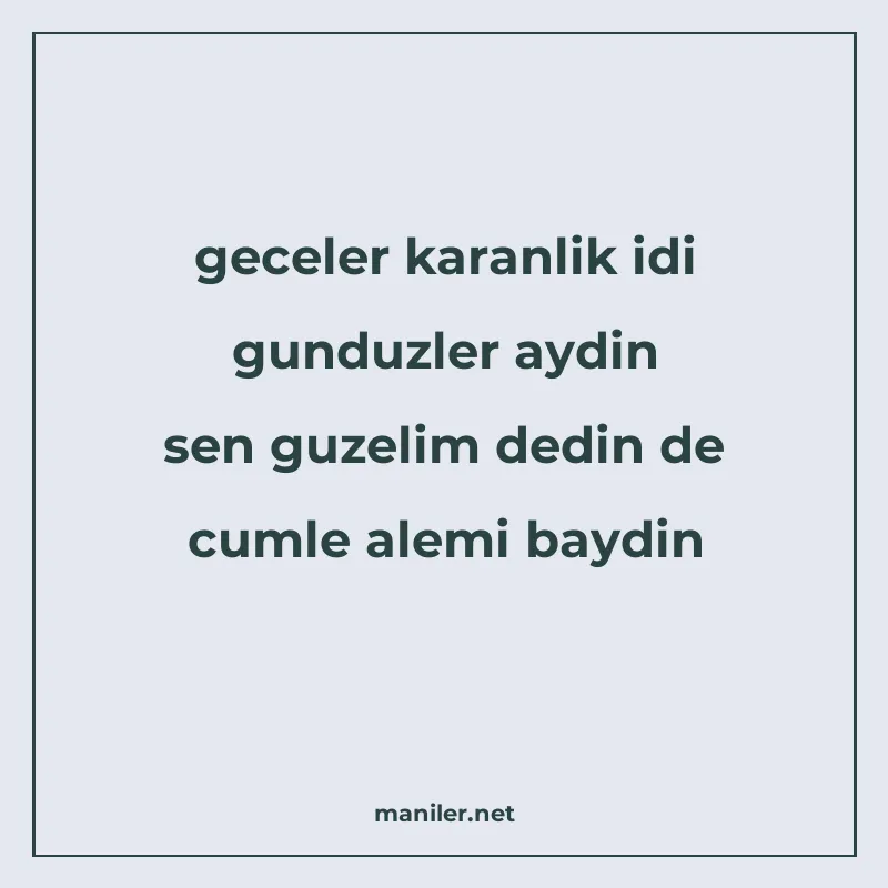 geceler karanlik idi gunduzler aydin sen guzelim dedin de cu manisi görseli
