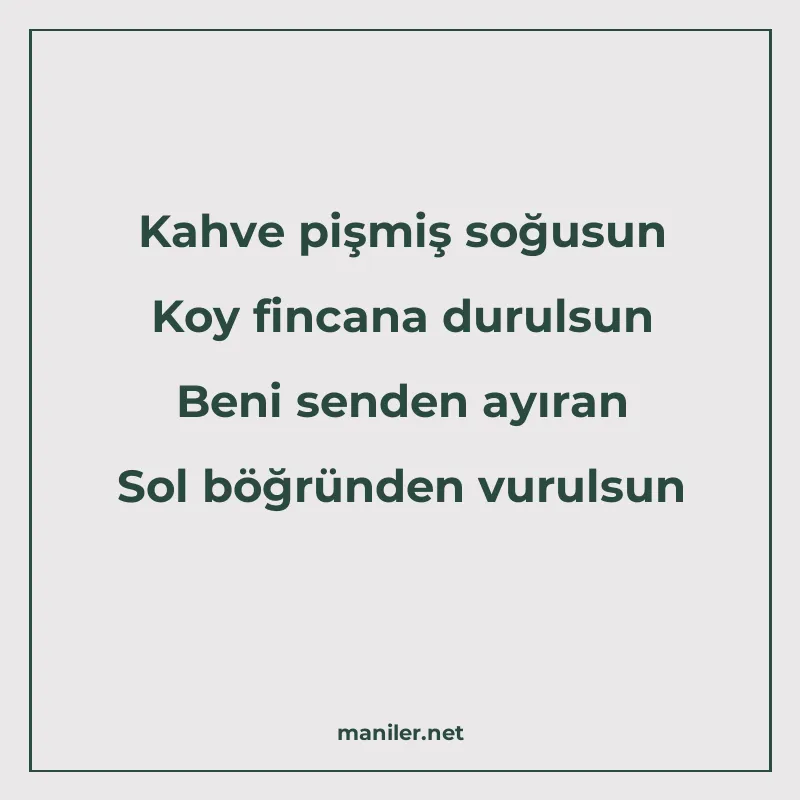 Kahve pişmiş soğusun Koy fincana durulsun Beni senden ayıran manisi görseli