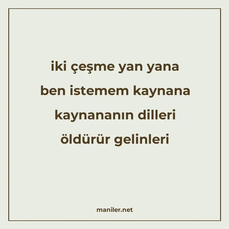 iki çeşme yan yana ben istemem kaynana kaynananın dilleri öl manisi görseli