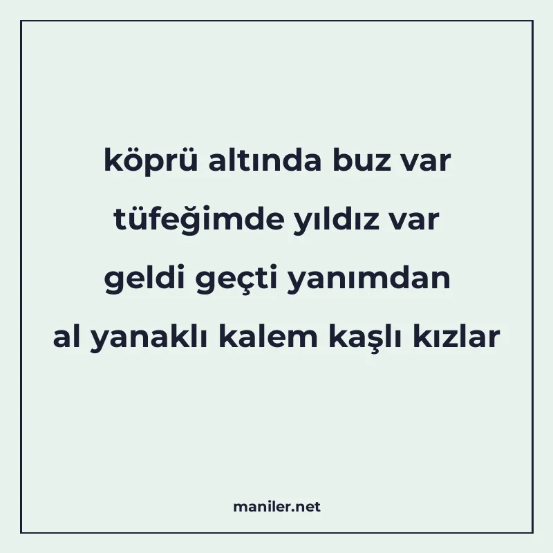 köprü altında buz var tüfeğimde yıldız var geldi geçti yanım manisi görseli