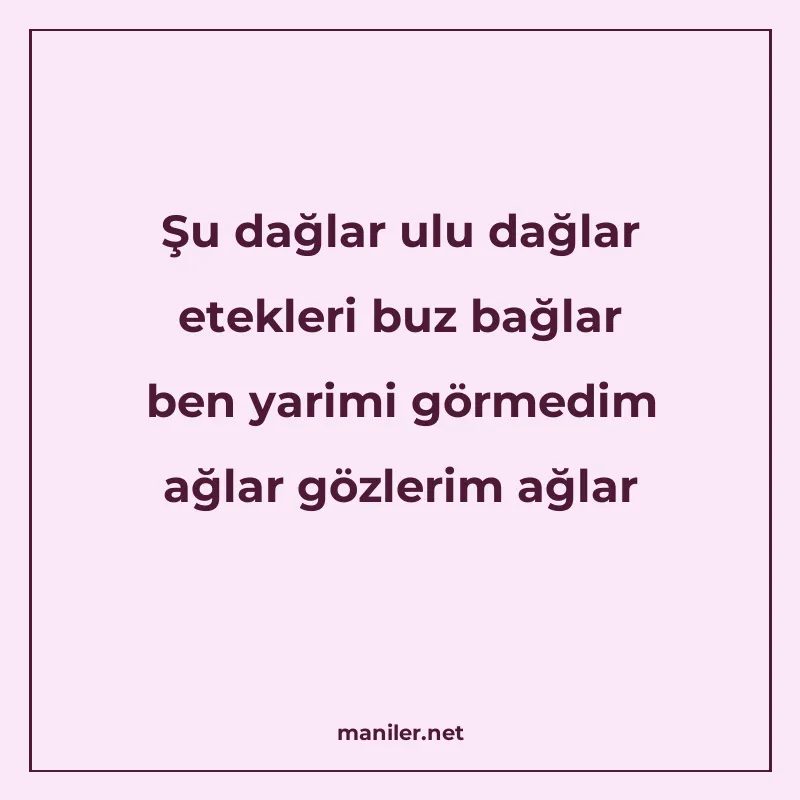 Şu dağlar ulu dağlar etekleri buz bağlar ben yarimi görmedim manisi görseli