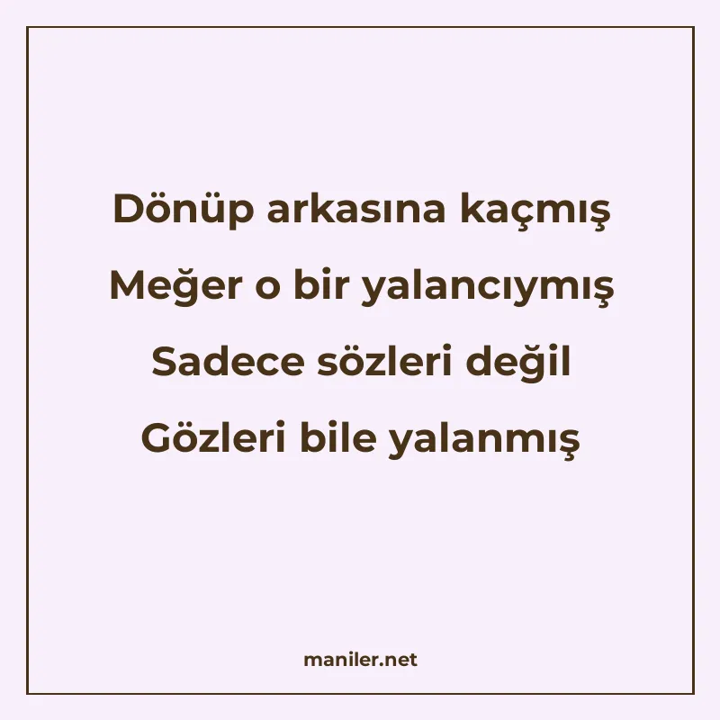 Dönüp arkasına kaçmış Meğer o bir yalancıymış Sadece sözleri manisi görseli