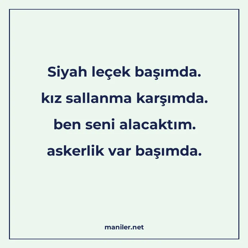 Siyah leçek başımda. kız sallanma karşımda. ben seni alacakt manisi görseli