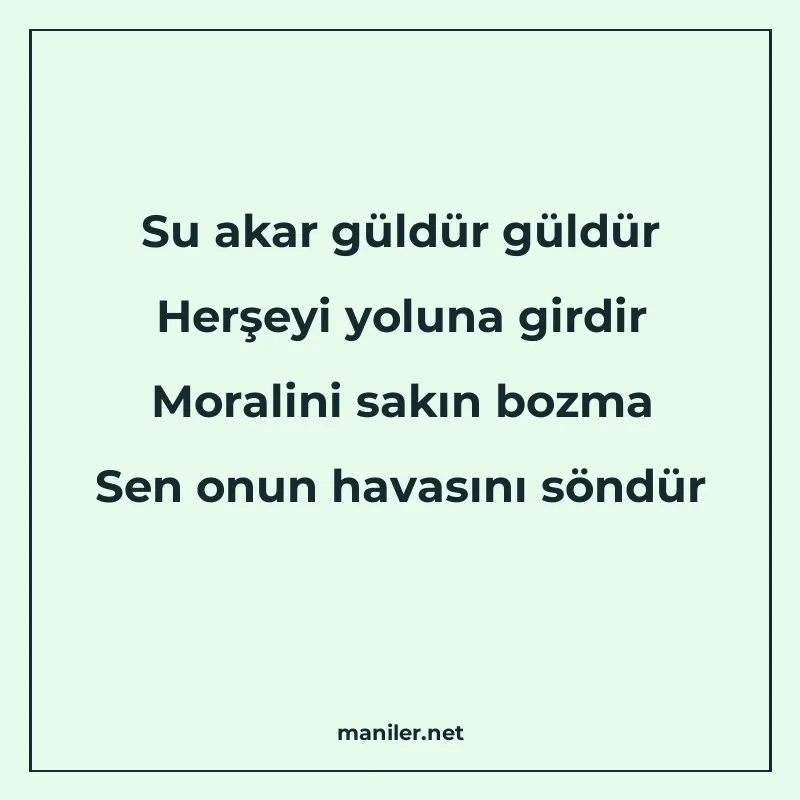 Su akar güldür güldür Herşeyi yoluna girdir Moralini sakın b manisi görseli