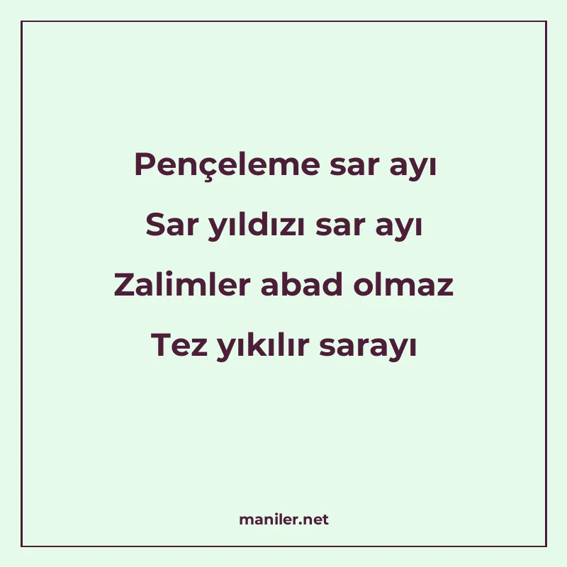Pençeleme sar ayı Sar yıldızı sar ayı Zalimler abad olmaz Te manisi görseli