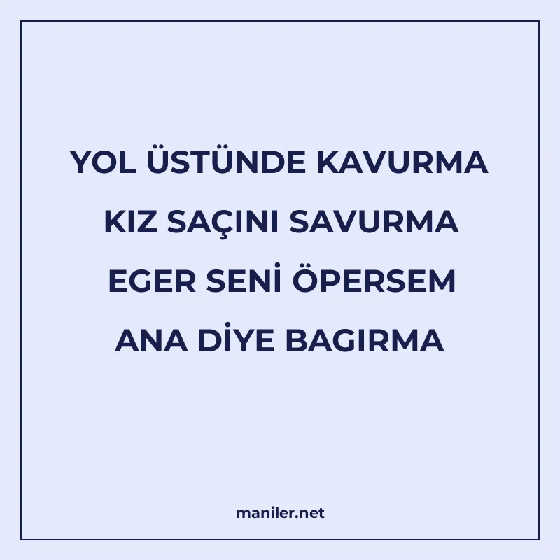 YOL ÜSTÜNDE KAVURMA KIZ SAÇINI SAVURMA EGER SENİ ÖPERSEM ANA manisi görseli