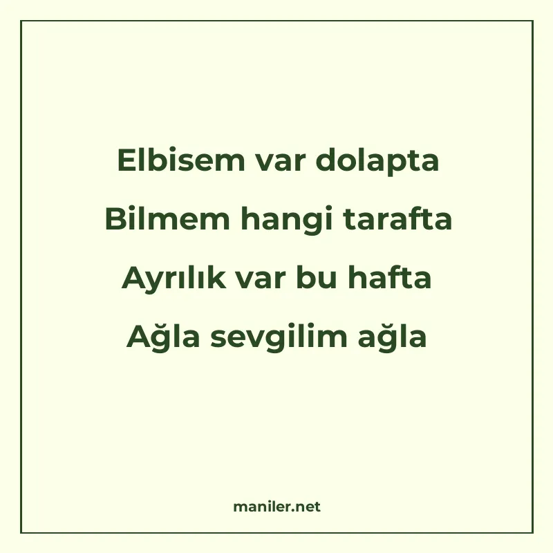 Elbisem var dolapta Bilmem hangi tarafta Ayrılık var bu haft manisi görseli